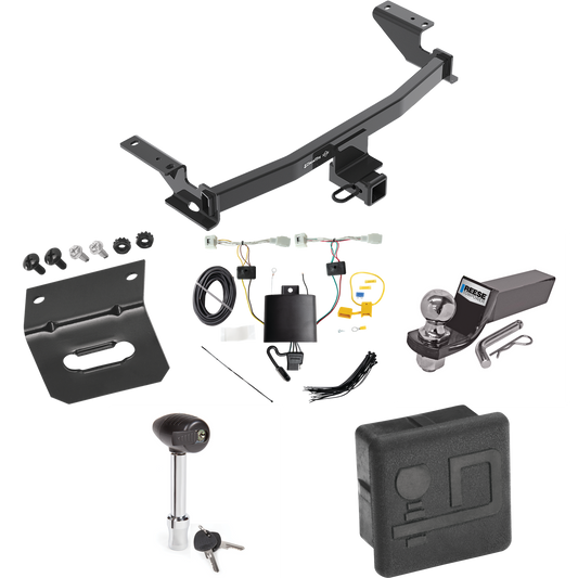 Fits 2022-2023 Mazda CX-5 Trailer Hitch Tow PKG w/ 4-Flat Wiring + Starter Kit Ball Mount w/ 2" Drop & 2" Ball + Wiring Bracket + Hitch Lock + Hitch Cover (Excludes: Diesel Engine Models) By Draw-Tite