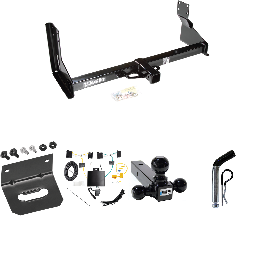 Fits 2019-2021 Freightliner Sprinter 3500 Trailer Hitch Tow PKG w/ 4-Flat Wiring Harness + Triple Ball Ball Mount 1-7/8" & 2" & 2-5/16" Trailer Balls + Pin/Clip + Wiring Bracket (For w/Factory Step Bumper Excluding Models w/30-3/8” Frame Width Models