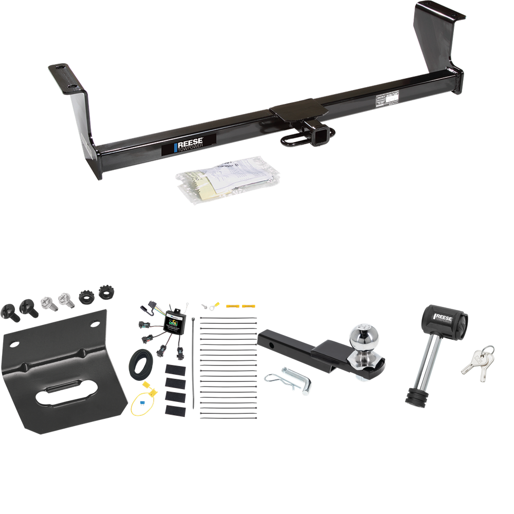 Fits 2003-2007 Volvo XC70 Trailer Hitch Tow PKG w/ 4-Flat Zero Contact "No Splice" Wiring Harness + Interlock Starter Kit w/ 2" Ball 1-1/4" Drop 3/4" Rise + Wiring Bracket + Hitch Lock (For Wagon, AWD Models) By Reese Towpower