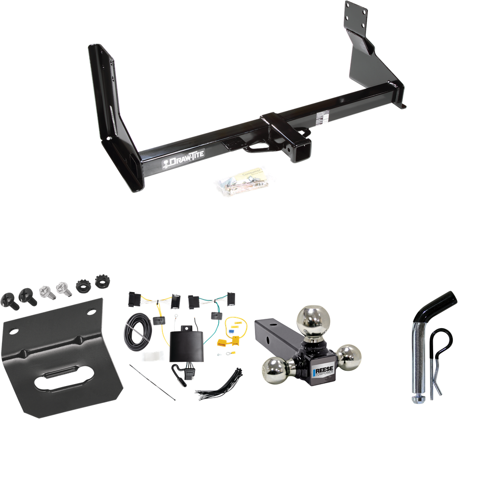 Fits 2019-2021 Freightliner Sprinter 3500 Trailer Hitch Tow PKG w/ 4-Flat Wiring Harness + Triple Ball Ball Mount 1-7/8" & 2" & 2-5/16" Trailer Balls + Pin/Clip + Wiring Bracket (For w/Factory Step Bumper Excluding Models w/30-3/8” Frame Width Models