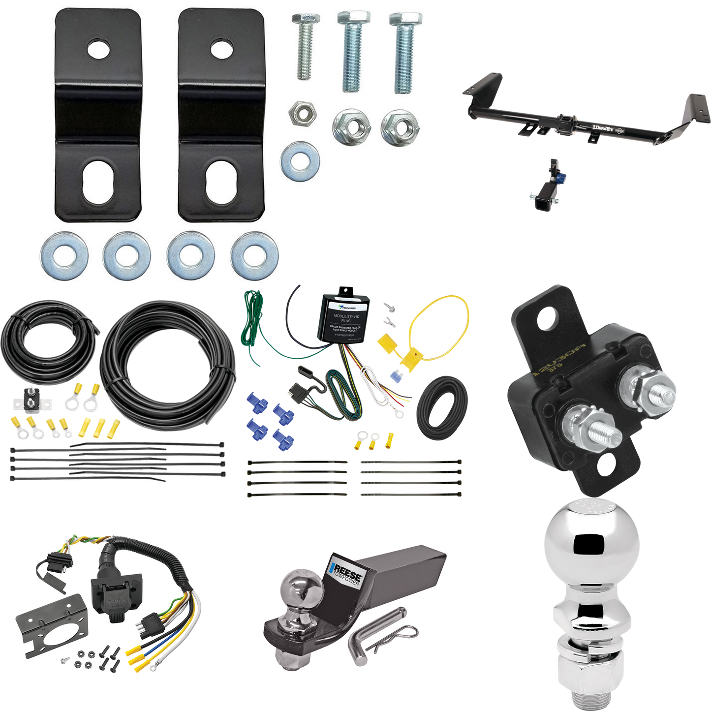 Fits 2017-2020 Chrysler Pacifica Hybrid Trailer Hitch Tow PKG w/ 7-Way RV Wiring + 2" & 2-5/16" Ball + Drop Mount By Draw-Tite