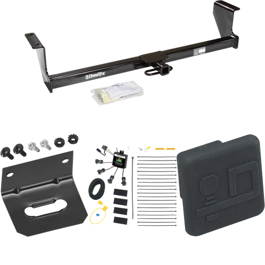 Fits 2001-2007 Volvo V70 Trailer Hitch Tow PKG w/ 4-Flat Zero Contact "No Splice" Wiring Harness + Hitch Cover (For Wagon Models) By Draw-Tite