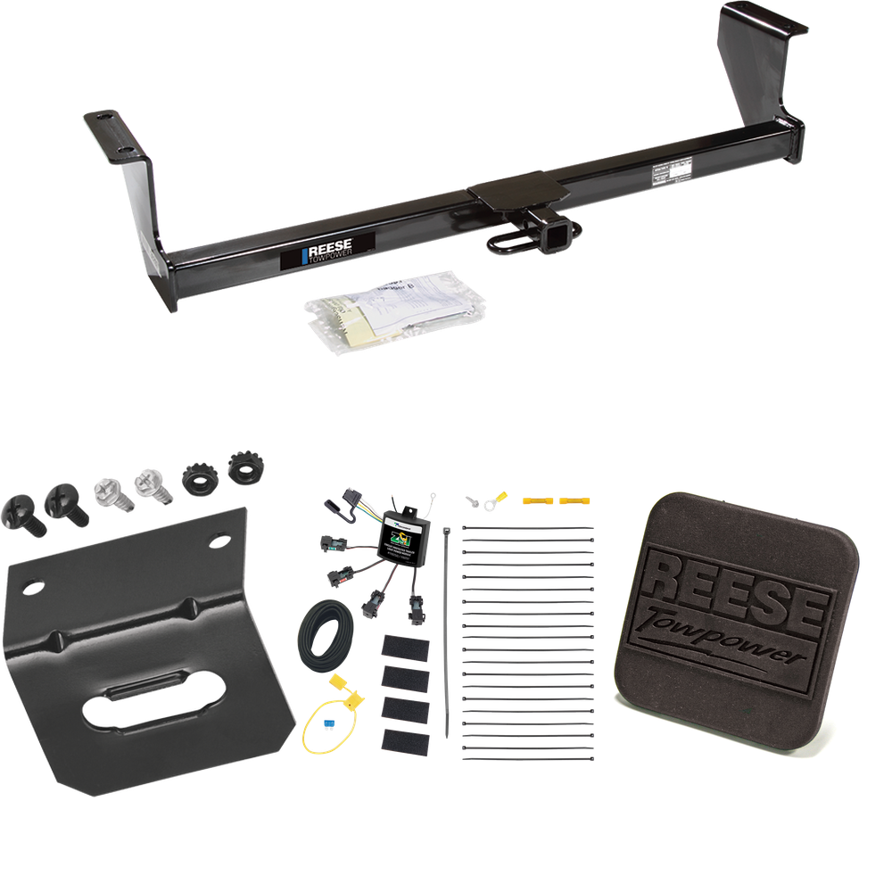 Fits 2001-2009 Volvo S60 Trailer Hitch Tow PKG w/ 4-Flat Zero Contact "No Splice" Wiring Harness + Hitch Cover (For Sedan Models) By Reese Towpower