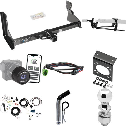 Fits 2019-2021 Mercedes-Benz Sprinter 2500 Trailer Hitch Tow PKG w/ 8K Round Bar Weight Distribution Hitch w/ 2-5/16" Ball + 2" Ball + Pin/Clip + Tekonsha Prodigy iD Bluetooth Wireless Brake Control + Plug & Play BC Adapter + 7-Way RV Wiring (For w/F