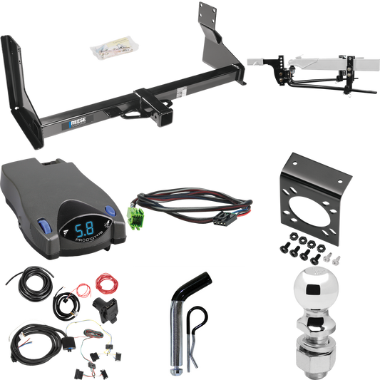 Fits 2014-2018 Freightliner Sprinter 3500 Trailer Hitch Tow PKG w/ 8K Round Bar Weight Distribution Hitch w/ 2-5/16" Ball + 2" Ball + Pin/Clip + Tekonsha Prodigy P2 Brake Control + Plug & Play BC Adapter + 7-Way RV Wiring (For w/Factory Step Bumper E