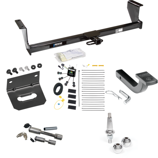 Fits 2001-2007 Volvo V70 Trailer Hitch Tow PKG w/ 4-Flat Zero Contact "No Splice" Wiring Harness + Draw-Bar + Interchangeable 1-7/8" & 2" Balls + Wiring Bracket + Dual Hitch & Coupler Locks (For Wagon Models) By Reese Towpower