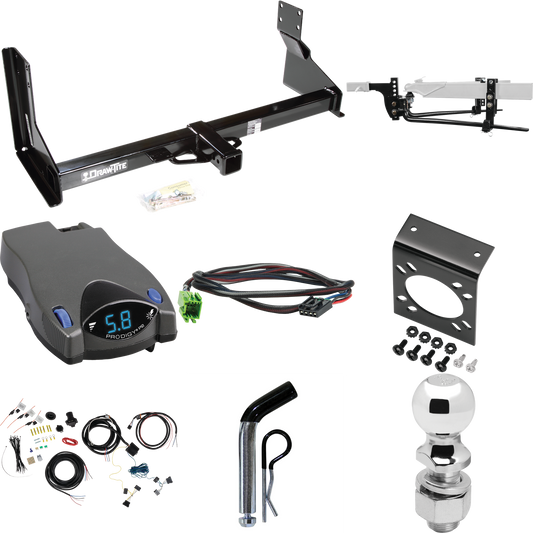 Fits 2019-2021 Freightliner Sprinter 3500 Trailer Hitch Tow PKG w/ 8K Round Bar Weight Distribution Hitch w/ 2-5/16" Ball + 2" Ball + Pin/Clip + Tekonsha Prodigy P2 Brake Control + Plug & Play BC Adapter + 7-Way RV Wiring (For w/Factory Step Bumper E