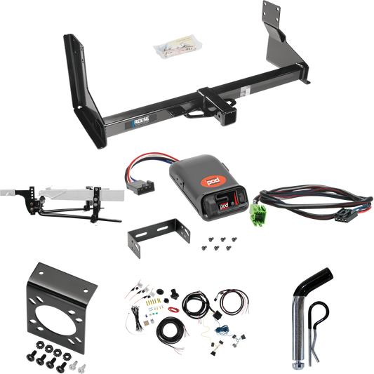 Fits 2019-2021 Freightliner Sprinter 2500 Trailer Hitch Tow PKG w/ 8K Round Bar Weight Distribution Hitch w/ 2-5/16" Ball + Pin/Clip + Pro Series POD Brake Control + Plug & Play BC Adapter + 7-Way RV Wiring (For w/Factory Step Bumper Excluding Models