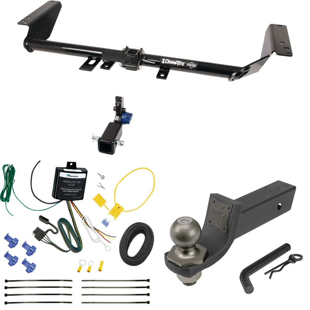 Fits 2017-2020 Chrysler Pacifica Hybrid Trailer Hitch Tow PKG w/ 4-Flat Wiring + Interlock Tactical Starter Kit w/ 2" Drop & 2" Ball By Draw-Tite