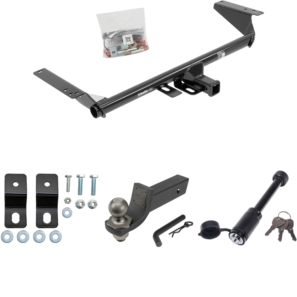 Fits 2021-2023 Chrysler Pacifica Hybrid Trailer Hitch Tow PKG w/ 4-Flat Wiring + Interlock Tactical Starter Kit w/ 2" Drop & 2" Ball + Tactical Dogbone Lock + Wiring Bracket By Draw-Tite