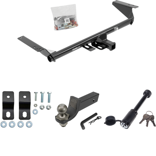 Fits 2021-2023 Chrysler Pacifica Hybrid Trailer Hitch Tow PKG w/ 4-Flat Wiring + Interlock Tactical Starter Kit w/ 2" Drop & 2" Ball + Tactical Dogbone Lock + Wiring Bracket By Draw-Tite