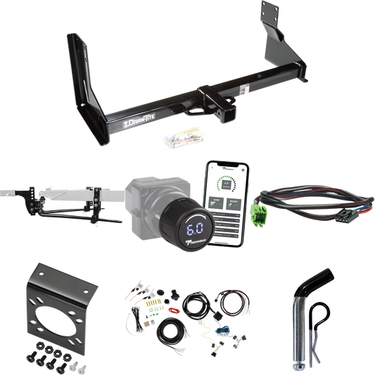 Fits 2019-2021 Freightliner Sprinter 3500 Trailer Hitch Tow PKG w/ 8K Round Bar Weight Distribution Hitch w/ 2-5/16" Ball + Pin/Clip + Tekonsha Prodigy iD Bluetooth Wireless Brake Control + Plug & Play BC Adapter + 7-Way RV Wiring (For w/Factory Step