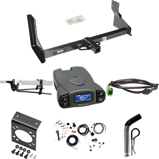 Fits 2019-2021 Freightliner Sprinter 2500 Trailer Hitch Tow PKG w/ 8K Round Bar Weight Distribution Hitch w/ 2-5/16" Ball + Pin/Clip + Tekonsha Prodigy P3 Brake Control + Plug & Play BC Adapter + 7-Way RV Wiring (For w/Factory Step Bumper Excluding M