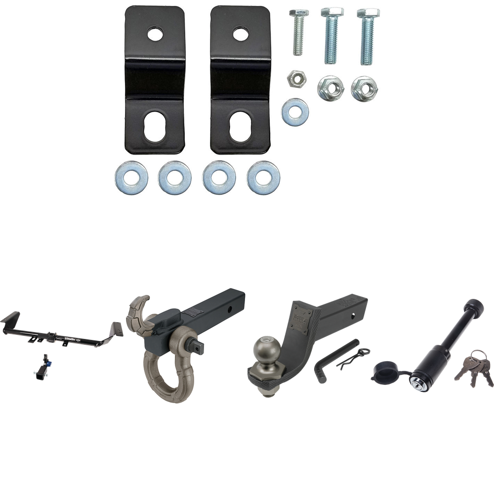 Fits 2021-2023 Chrysler Pacifica Hybrid Trailer Hitch Tow PKG w/ 4-Flat Wiring + Interlock Tactical Starter Kit w/ 3-1/4" Drop & 2" Ball + Tactical Hook & Shackle Mount + Tactical Dogbone Lock + Wiring Bracket By Draw-Tite