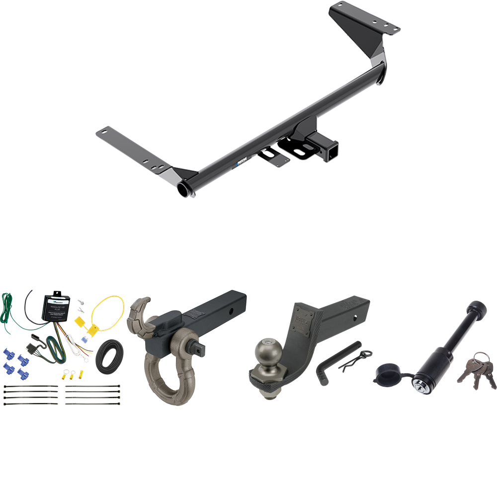 Fits 2017-2020 Chrysler Pacifica Hybrid Trailer Hitch Tow PKG w/ 4-Flat Wiring + Interlock Tactical Starter Kit w/ 3-1/4" Drop & 2" Ball + Tactical Hook & Shackle Mount + Tactical Dogbone Lock + Wiring Bracket By Reese Towpower