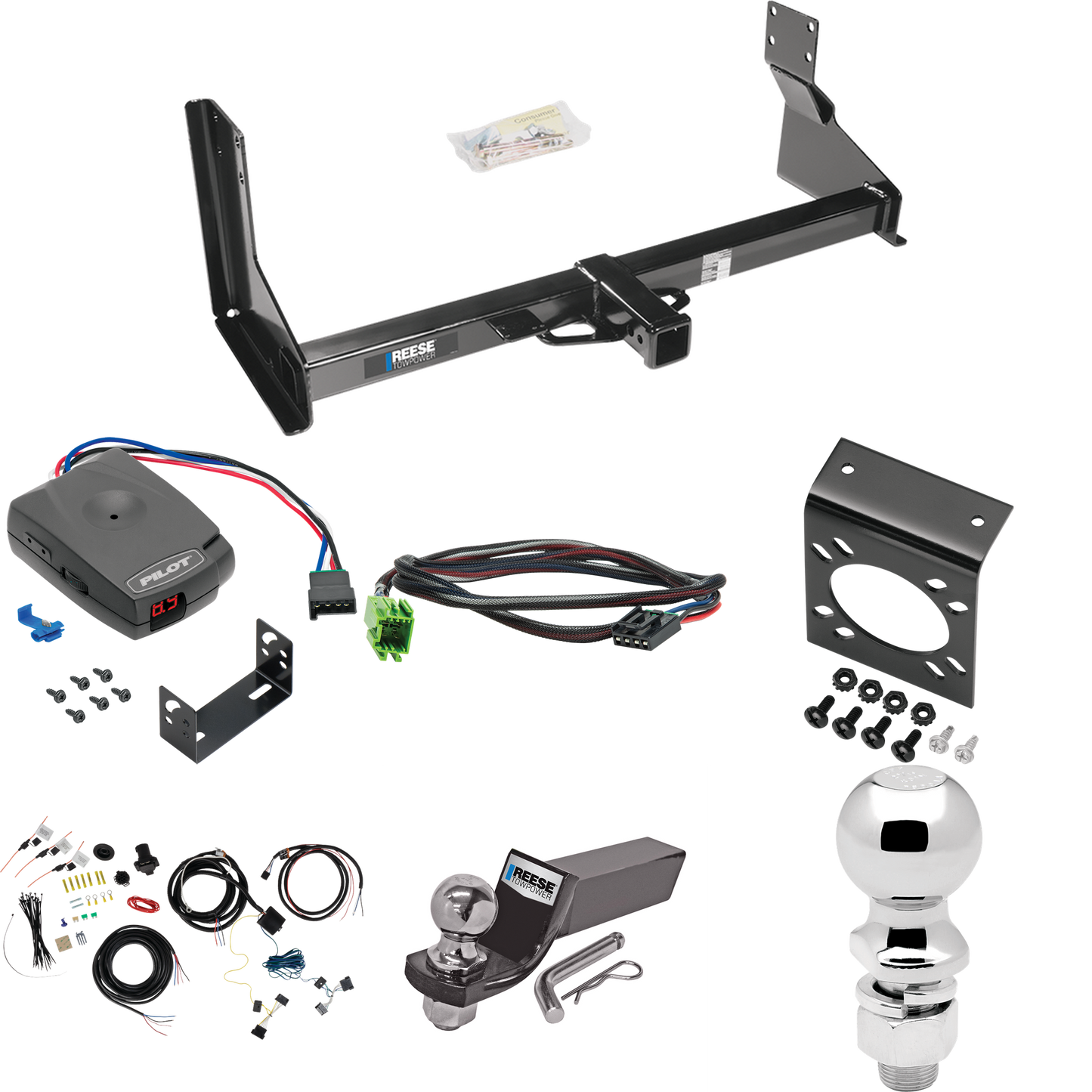 Fits 2019-2021 Freightliner Sprinter 2500 Trailer Hitch Tow PKG w/ Pro Series Pilot Brake Control + Plug & Play BC Adapter + 7-Way RV Wiring + 2" & 2-5/16" Ball & Drop Mount (For w/Factory Step Bumper Excluding Models w/30-3/8” Frame Width Models) By