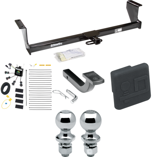 Fits 2001-2007 Volvo V70 Trailer Hitch Tow PKG w/ 4-Flat Zero Contact "No Splice" Wiring Harness + Draw-Bar + 1-7/8" + 2" Ball + Hitch Cover (For Wagon Models) By Draw-Tite