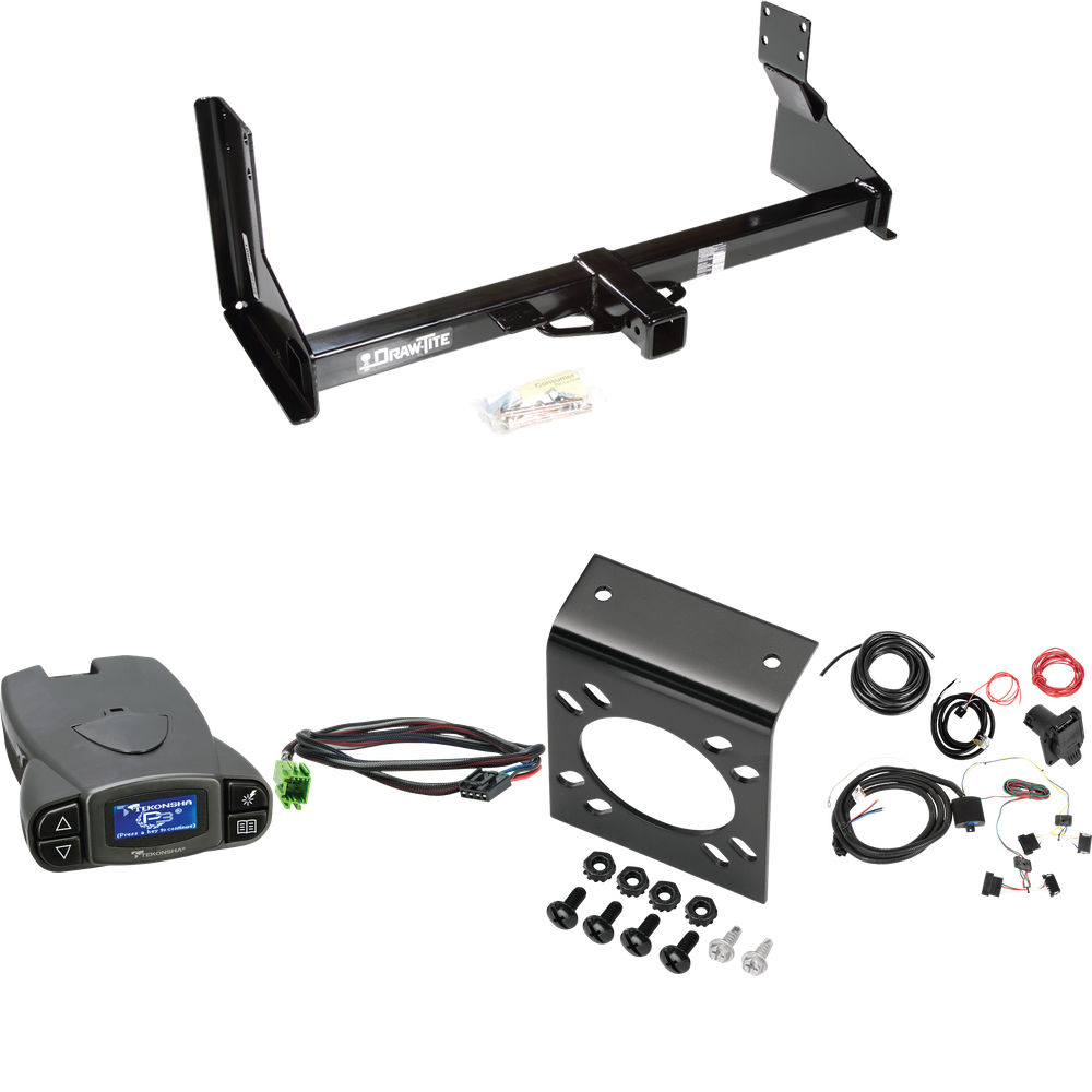 Fits 2014-2018 Mercedes-Benz Sprinter 2500 Trailer Hitch Tow PKG w/ Tekonsha Prodigy P3 Brake Control + Plug & Play BC Adapter + 7-Way RV Wiring (For w/Factory Step Bumper Excluding Models w/30-3/8” Frame Width Models) By Draw-Tite