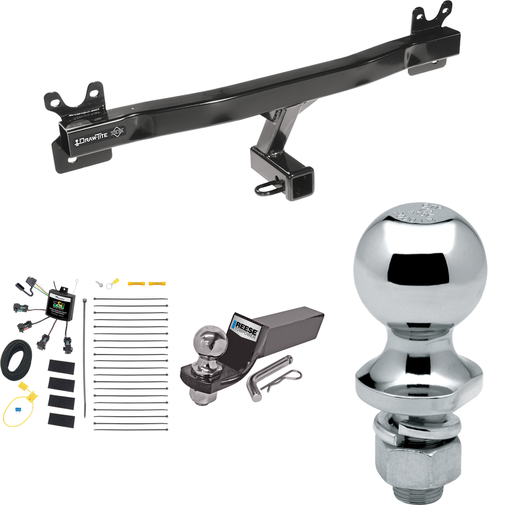 Fits 2011-2018 Volvo S60 Trailer Hitch Tow PKG w/ 4-Flat Zero Contact "No Splice" Wiring + Starter Kit Ball Mount w/ 2" Drop & 2" Ball + 1-7/8" Ball (For Sedan Models) By Draw-Tite