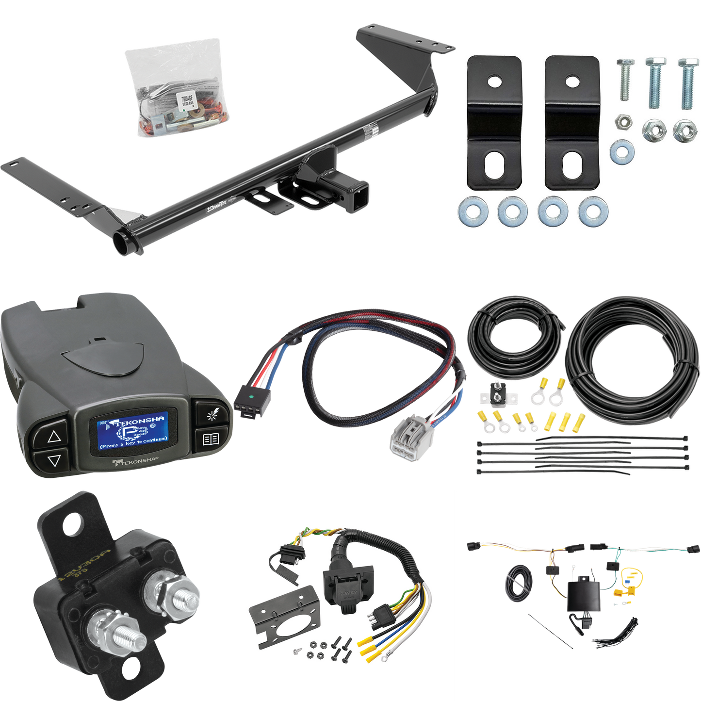 Se adapta al paquete de enganche de remolque híbrido Chrysler Pacifica 2021-2023 con control de freno Tekonsha Prodigy P3 + adaptador BC Plug &amp; Play + cableado RV de 7 vías de Draw-Tite