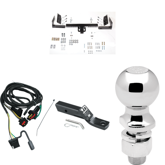 Fits 1991-1995 Chrysler Town & Country Trailer Hitch Tow PKG w/ 4-Flat Wiring + Ball Mount w/ 2" Drop + 2-5/16" Ball (For 2 WD, Long Wheelbase Models) By Reese Towpower