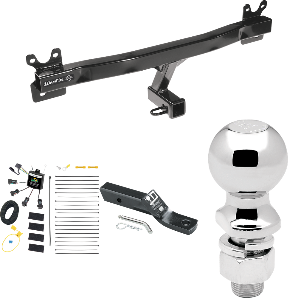 Fits 2008-2010 Volvo V70 Trailer Hitch Tow PKG w/ 4-Flat Zero Contact "No Splice" Wiring + Ball Mount w/ 2" Drop + 2-5/16" Ball (For Wagon Models) By Draw-Tite