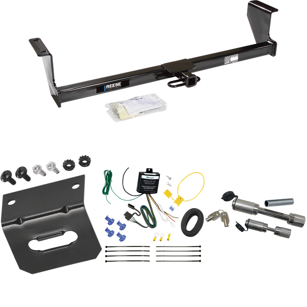 Fits 2001-2009 Volvo S60 Trailer Hitch Tow PKG w/ 4-Flat Wiring Harness + Wiring Bracket + Dual Hitch & Coupler Locks (For Sedan Models) By Reese Towpower