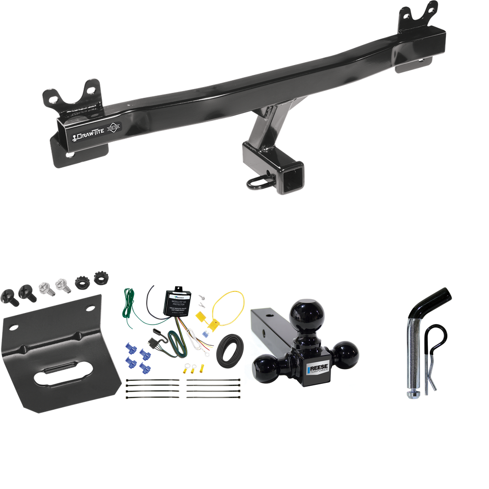 Fits 2015-2017 Volvo V60 Trailer Hitch Tow PKG w/ 4-Flat Wiring Harness + Triple Ball Ball Mount 1-7/8" & 2" & 2-5/16" Trailer Balls + Pin/Clip + Wiring Bracket (For (App. starts 2015-1/2) Models) By Draw-Tite