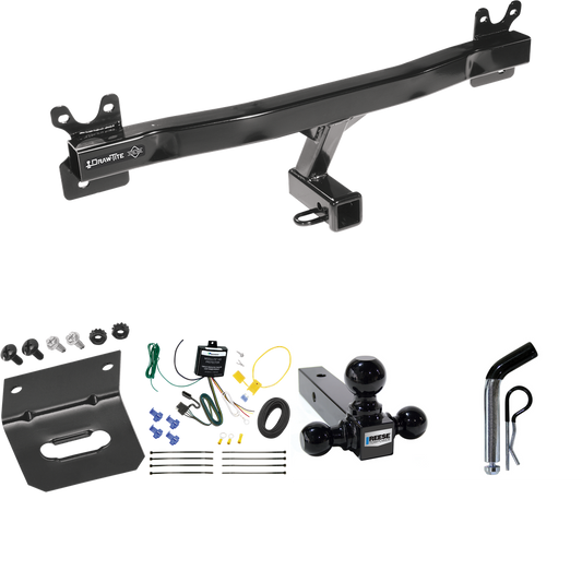 Fits 2015-2017 Volvo V60 Trailer Hitch Tow PKG w/ 4-Flat Wiring Harness + Triple Ball Ball Mount 1-7/8" & 2" & 2-5/16" Trailer Balls + Pin/Clip + Wiring Bracket (For (App. starts 2015-1/2) Models) By Draw-Tite