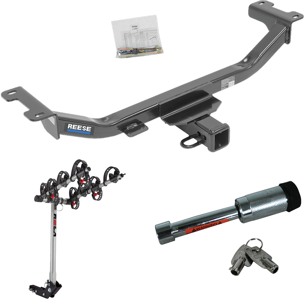 Se adapta al paquete de enganche de remolque Acura RDX 2010-2018 con portabicicletas para 4 bicicletas + bloqueo de enganche de Reese Towpower