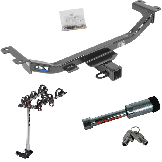 Se adapta al paquete de enganche de remolque Acura RDX 2010-2018 con portabicicletas para 4 bicicletas + bloqueo de enganche de Reese Towpower