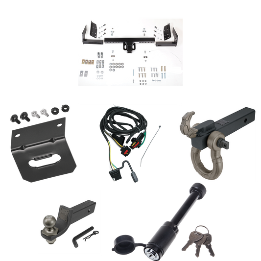 Fits 1991-1995 Plymouth Voyager Trailer Hitch Tow PKG w/ 4-Flat Wiring + Interlock Tactical Starter Kit w/ 2" Drop & 2" Ball + Tactical Hook & Shackle Mount + Tactical Dogbone Lock + Wiring Bracket By Reese Towpower