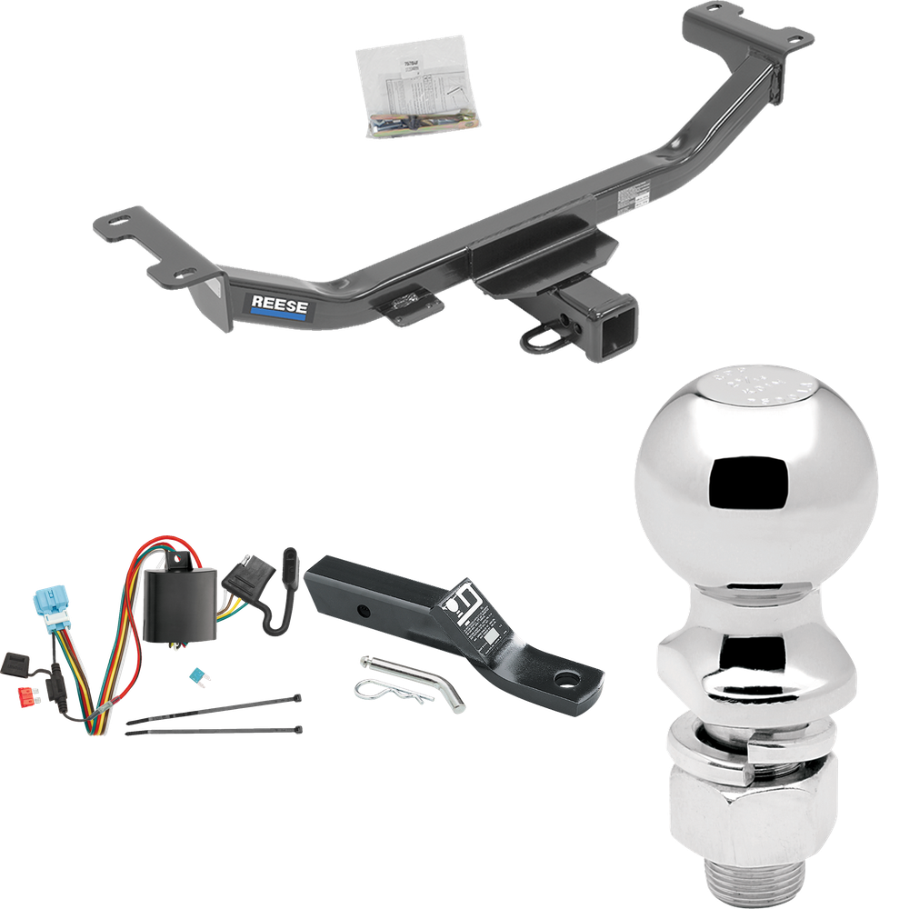 Fits 2010-2012 Acura RDX Trailer Hitch Tow PKG w/ 4-Flat Wiring + Ball Mount w/ 2" Drop + 2-5/16" Ball By Reese Towpower