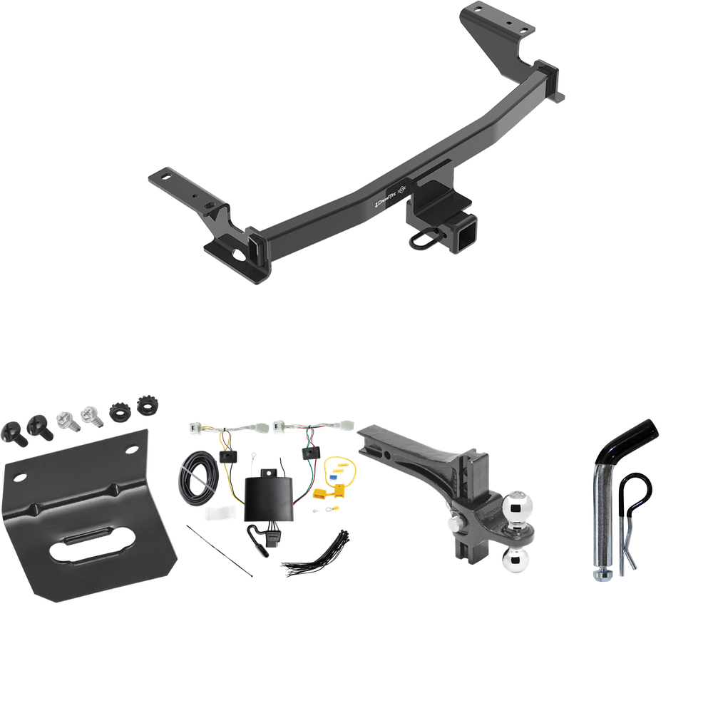 Fits 2022-2023 Mazda CX-5 Trailer Hitch Tow PKG w/ 4-Flat Wiring Harness + Dual Adjustable Drop Rise Ball Ball Mount 2" & 2-5/16" Trailer Balls + Pin/Clip + Wiring Bracket (Excludes: Diesel Engine Models) By Draw-Tite