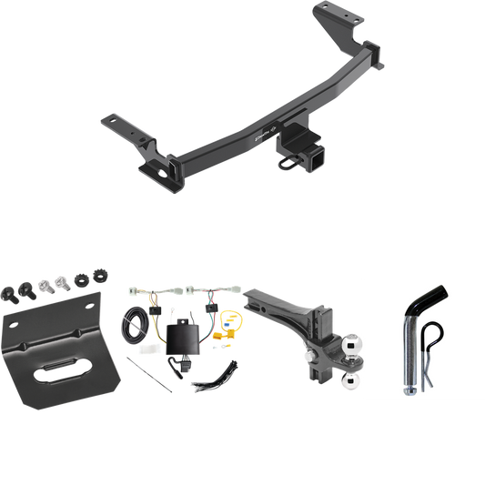 Fits 2022-2023 Mazda CX-5 Trailer Hitch Tow PKG w/ 4-Flat Wiring Harness + Dual Adjustable Drop Rise Ball Ball Mount 2" & 2-5/16" Trailer Balls + Pin/Clip + Wiring Bracket (Excludes: Diesel Engine Models) By Draw-Tite