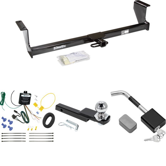 Fits 2003-2007 Volvo XC70 Trailer Hitch Tow PKG w/ 4-Flat Wiring Harness + Interlock Starter Kit w/ 2" Ball 1-1/4" Drop 3/4" Rise + Hitch Lock (For Wagon, AWD Models) By Draw-Tite