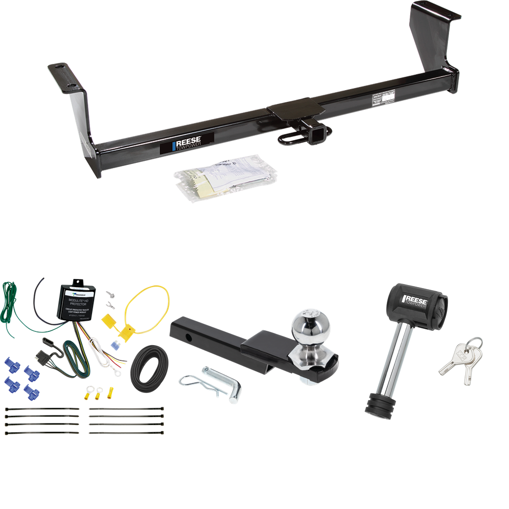 Fits 2001-2007 Volvo V70 Trailer Hitch Tow PKG w/ 4-Flat Wiring Harness + Interlock Starter Kit w/ 2" Ball 1-1/4" Drop 3/4" Rise + Hitch Lock (For Wagon Models) By Reese Towpower