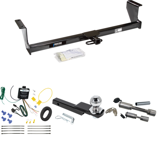 Fits 2003-2007 Volvo XC70 Trailer Hitch Tow PKG w/ 4-Flat Wiring Harness + Interlock Starter Kit w/ 2" Ball 1-1/4" Drop 3/4" Rise + Dual Hitch & Coupler Locks (For Wagon, AWD Models) By Reese Towpower