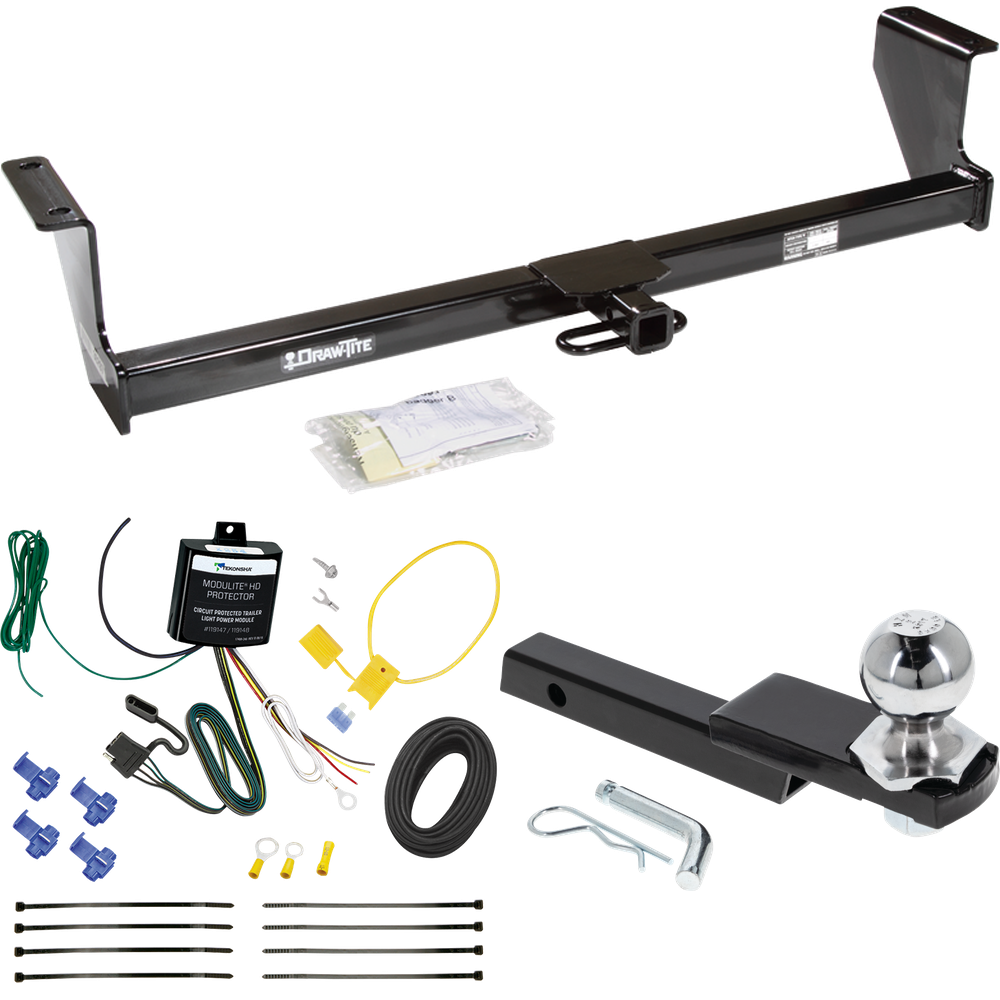 Fits 2003-2007 Volvo XC70 Trailer Hitch Tow PKG w/ 4-Flat Wiring Harness + Interlock Starter Kit w/ 2" Ball 1-1/4" Drop 3/4" Rise (For Wagon, AWD Models) By Draw-Tite