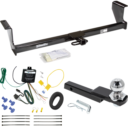 Fits 2003-2007 Volvo XC70 Trailer Hitch Tow PKG w/ 4-Flat Wiring Harness + Interlock Starter Kit w/ 2" Ball 1-1/4" Drop 3/4" Rise (For Wagon, AWD Models) By Draw-Tite