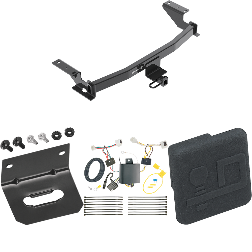 Fits 2017-2021 Mazda CX-5 Trailer Hitch Tow PKG w/ 4-Flat Wiring Harness + Hitch Cover (Excludes: Diesel Engine Models) By Draw-Tite