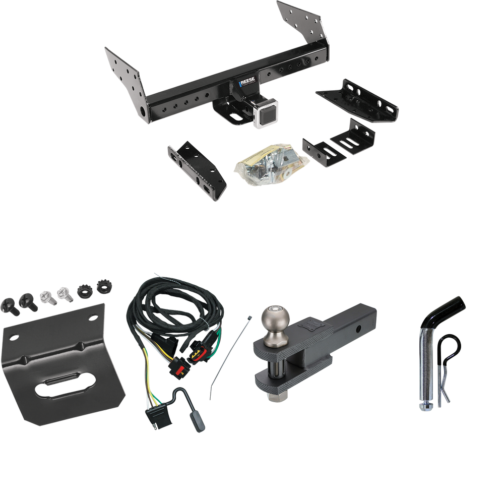 Fits 1991-1993 Dodge Grand Caravan Trailer Hitch Tow PKG w/ 4-Flat Wiring Harness + Clevis Hitch Ball Mount w/ 2" Ball + Pin/Clip + Wiring Bracket (For 2 WD, Long Wheelbase Models) By Reese Towpower