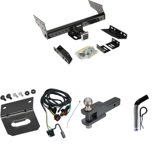 Fits 1991-1993 Dodge Grand Caravan Trailer Hitch Tow PKG w/ 4-Flat Wiring Harness + Clevis Hitch Ball Mount w/ 2" Ball + Pin/Clip + Wiring Bracket (For 2 WD, Long Wheelbase Models) By Reese Towpower