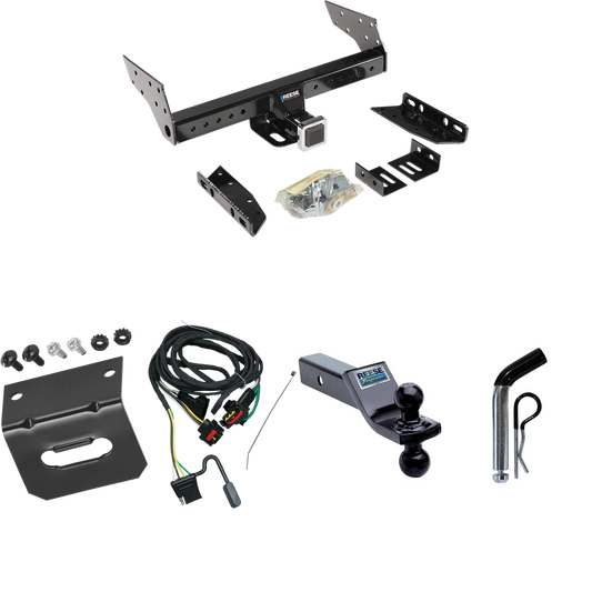 Fits 1991-1995 Chrysler Town & Country Trailer Hitch Tow PKG w/ 4-Flat Wiring Harness + Dual Ball Ball Mount 1-7/8" & 2" Trailer Balls + Pin/Clip + Wiring Bracket (For 2 WD, Long Wheelbase Models) By Reese Towpower