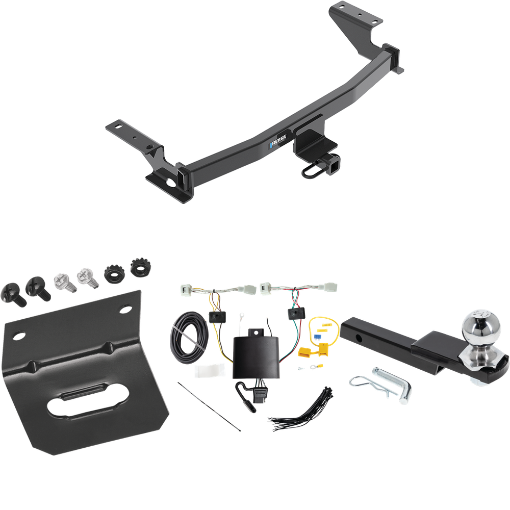 Fits 2022-2023 Mazda CX-5 Trailer Hitch Tow PKG w/ 4-Flat Wiring Harness + Interlock Starter Kit w/ 2" Ball 1-1/4" Drop 3/4" Rise + Wiring Bracket (Excludes: Diesel Engine Models) By Reese Towpower