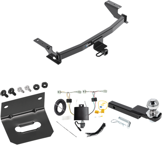 Fits 2022-2023 Mazda CX-5 Trailer Hitch Tow PKG w/ 4-Flat Wiring Harness + Interlock Starter Kit w/ 2" Ball 1-1/4" Drop 3/4" Rise + Wiring Bracket (Excludes: Diesel Engine Models) By Reese Towpower