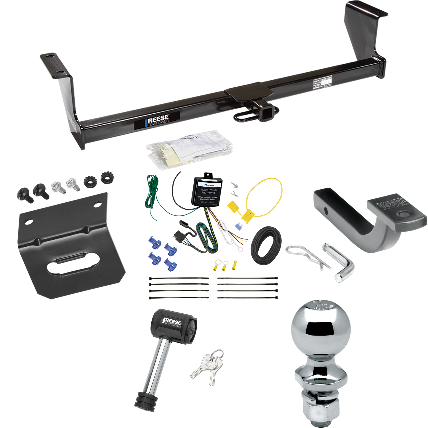 Fits 2001-2009 Volvo S60 Trailer Hitch Tow PKG w/ 4-Flat Wiring Harness + Draw-Bar + 2" Ball + Wiring Bracket + Hitch Lock (For Sedan Models) By Reese Towpower