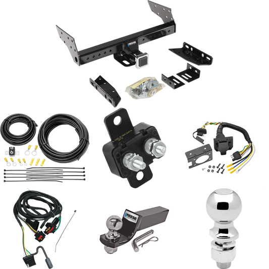 Fits 1991-1995 Plymouth Voyager Trailer Hitch Tow PKG w/ 7-Way RV Wiring + 2" & 2-5/16" Ball + Drop Mount By Reese Towpower