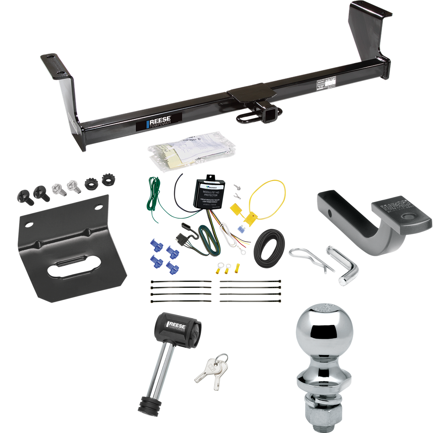 Se adapta al paquete de remolque con enganche para remolque Volvo S60 2001-2009 con arnés de cableado de 4 planos + barra de tracción + bola de 1-7/8" + soporte de cableado + bloqueo de enganche (para modelos sedán) de Reese Towpower