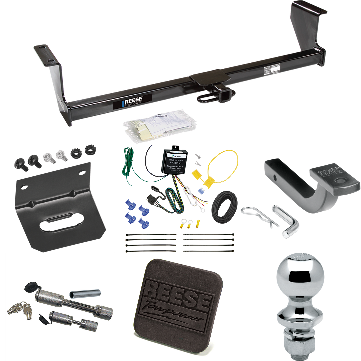 Fits 2001-2007 Volvo V70 Trailer Hitch Tow PKG w/ 4-Flat Wiring Harness + Draw-Bar + 1-7/8" Ball + Wiring Bracket + Hitch Cover + Dual Hitch & Coupler Locks (For Wagon Models) By Reese Towpower